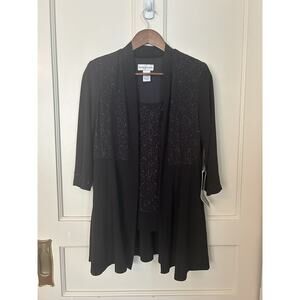 Draper's & Damons Glitter Jacket Blouse Combo Womens Size 8 Black Classic NWT